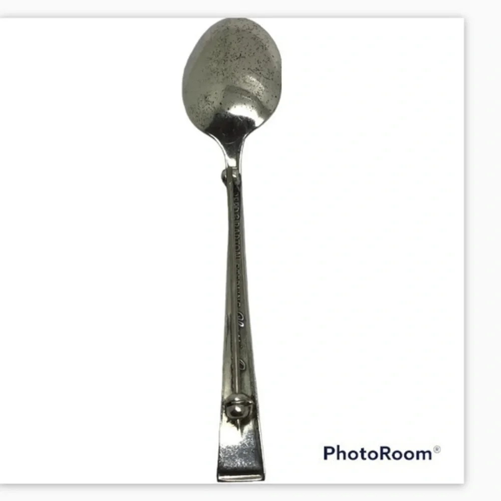 Sterling silver designer spoon brooch